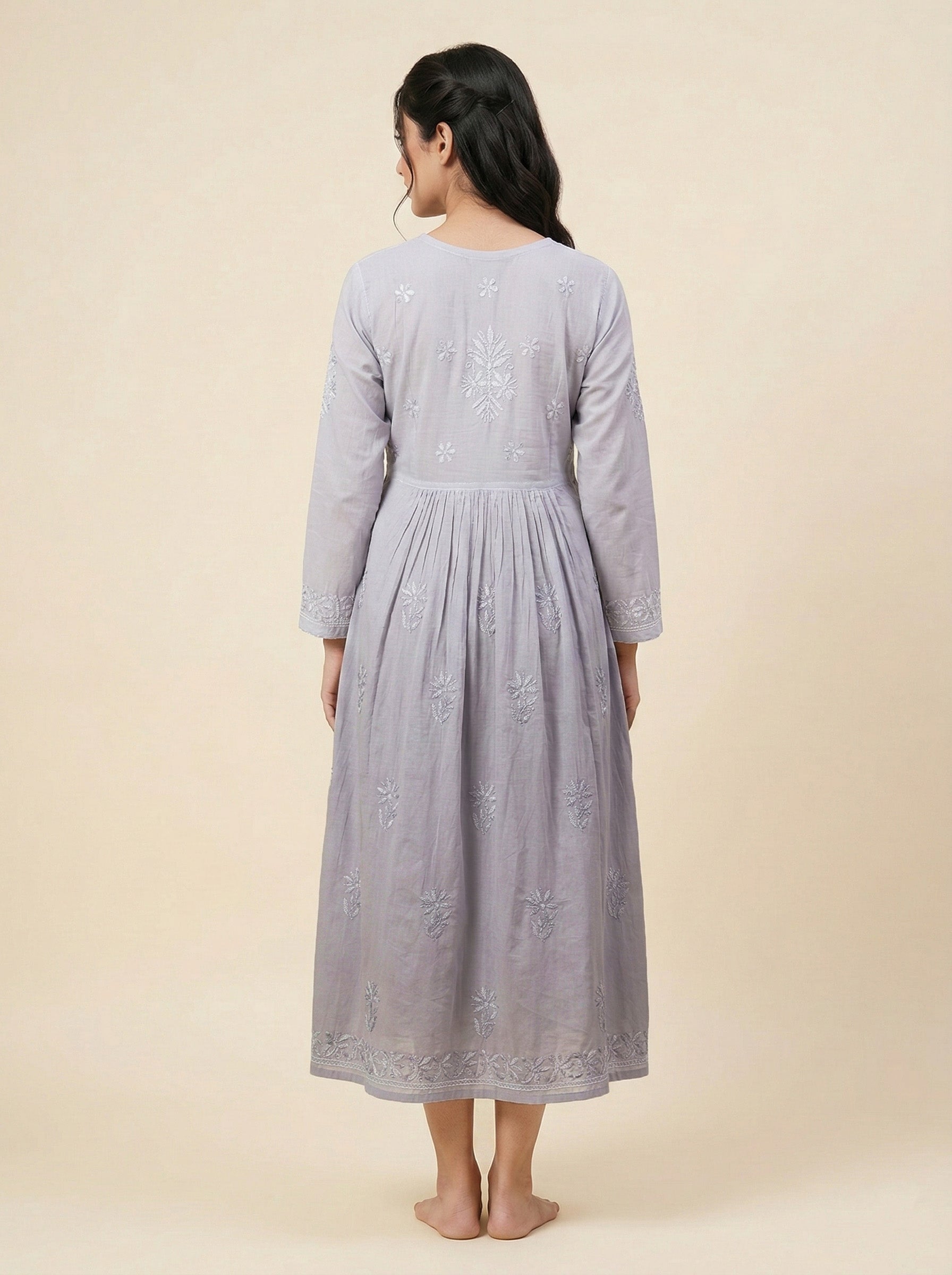 Embroidered A-Line Midi Dress