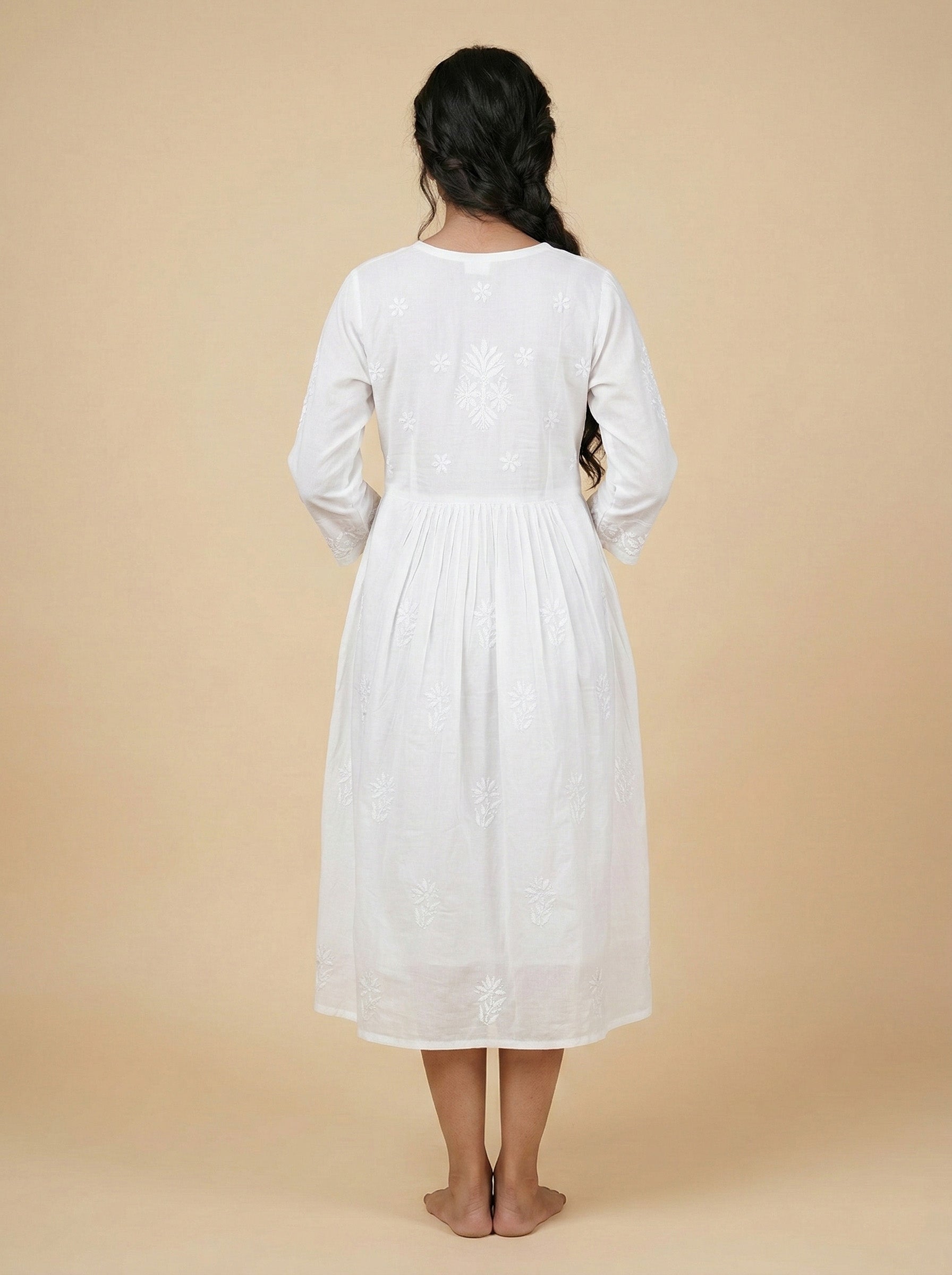 Floral Embroidered Fit & Flare Midi Dress