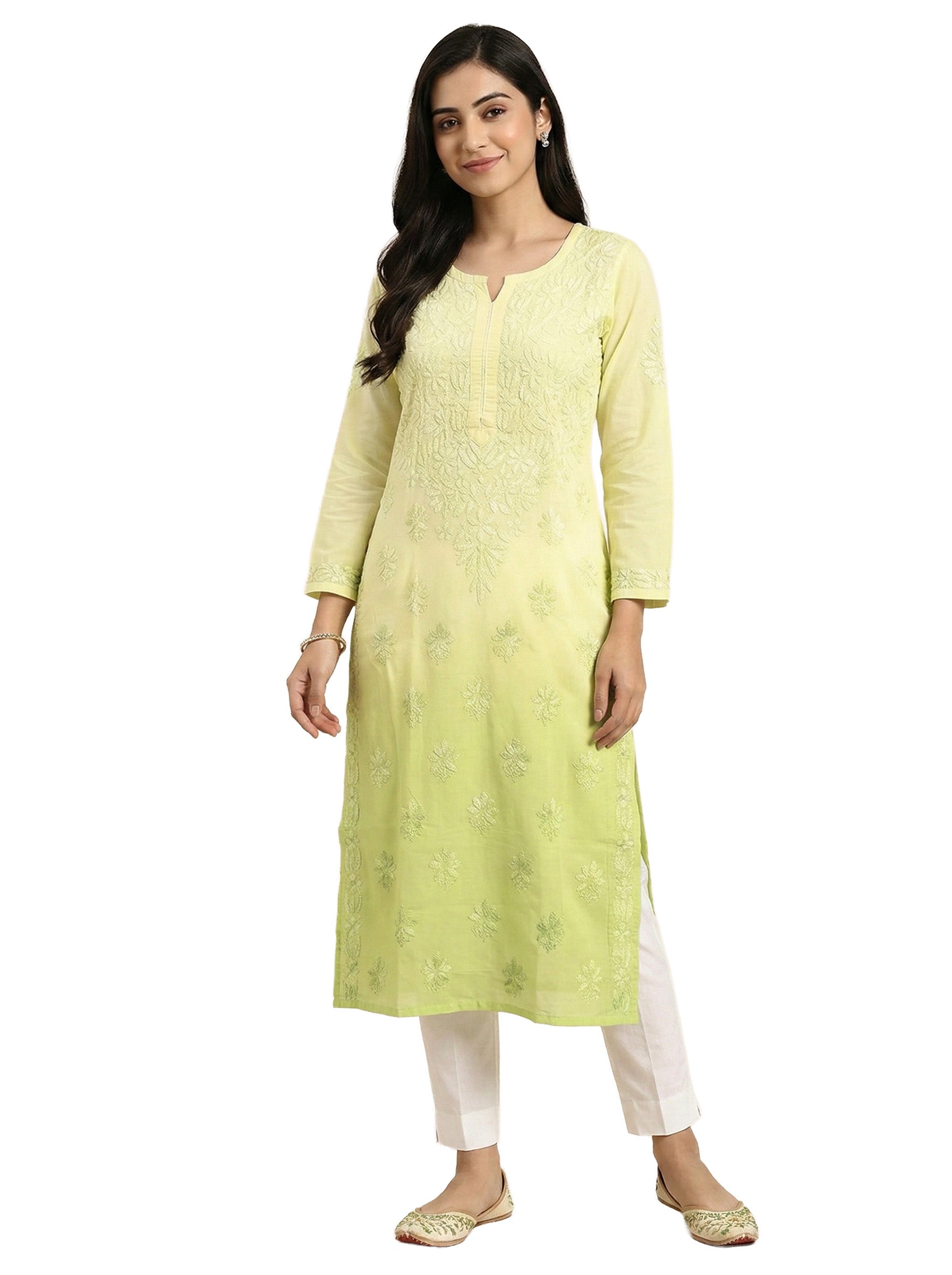 Women Floral Embroidered Chikankari Floral Kurta