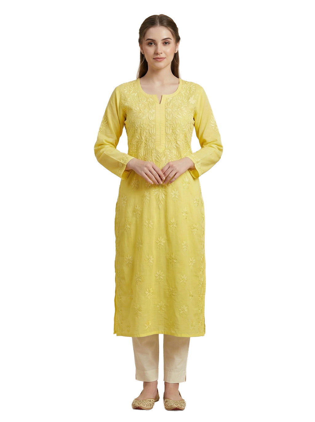 Women Floral Embroidered Chikankari Floral Kurta