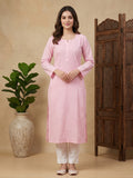 Women Floral Embroidered Chikankari Floral Kurta