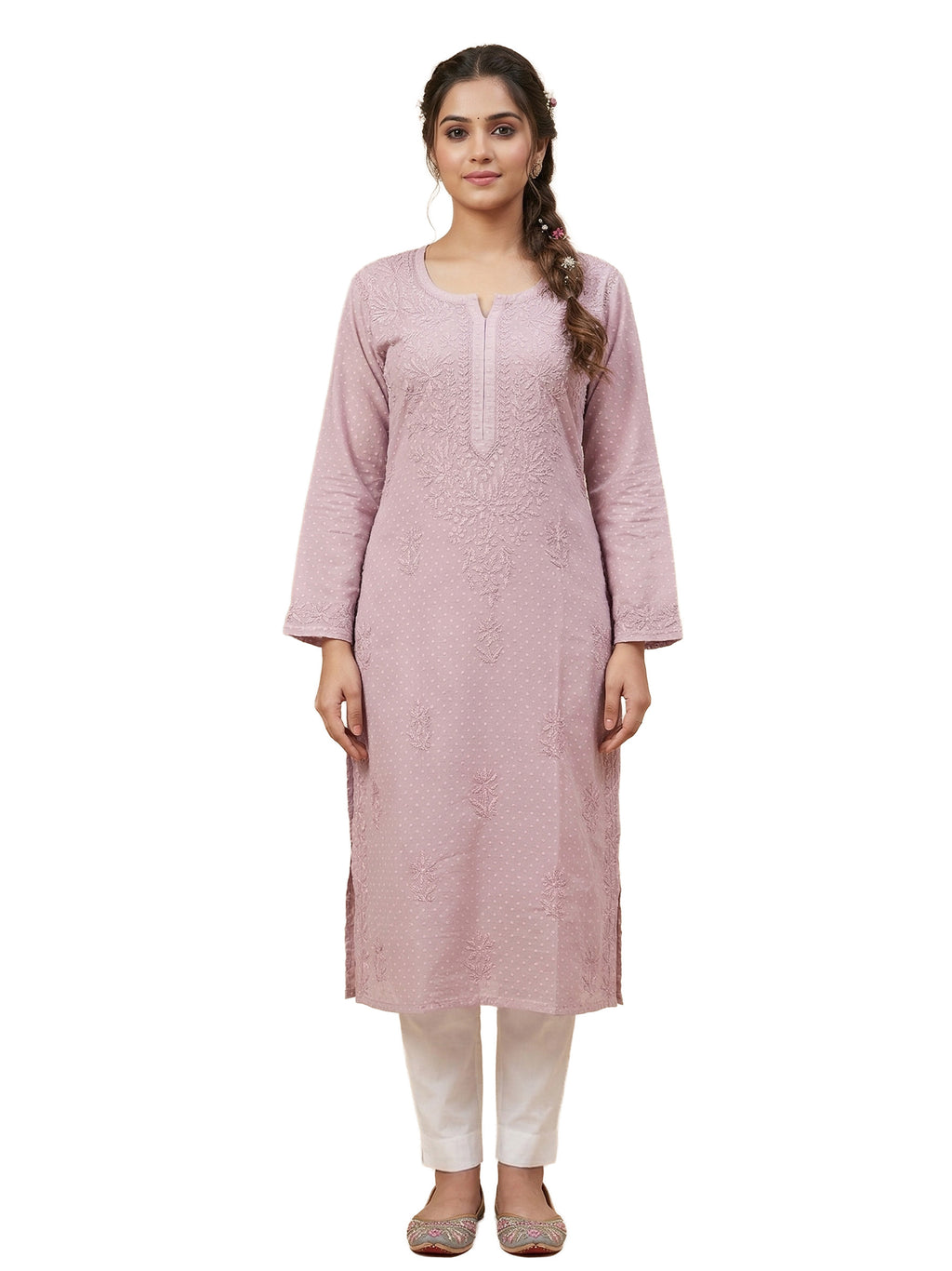 Women Floral Embroidered Chikankari Floral Kurta