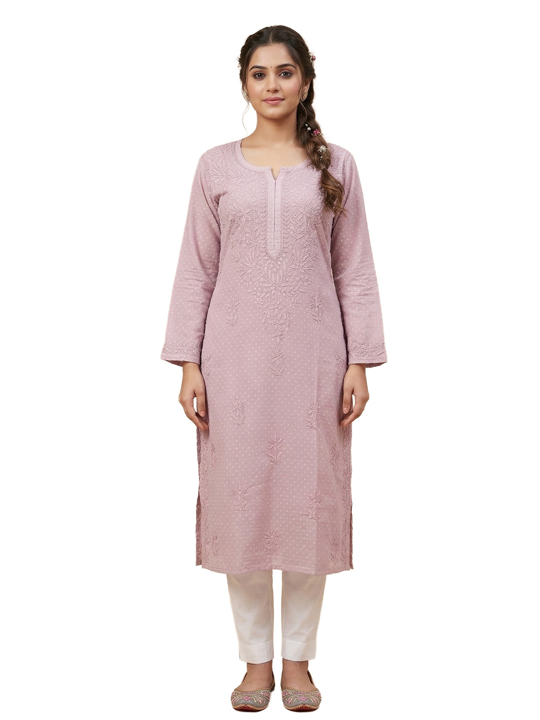 Women Floral Embroidered Chikankari Floral Kurta