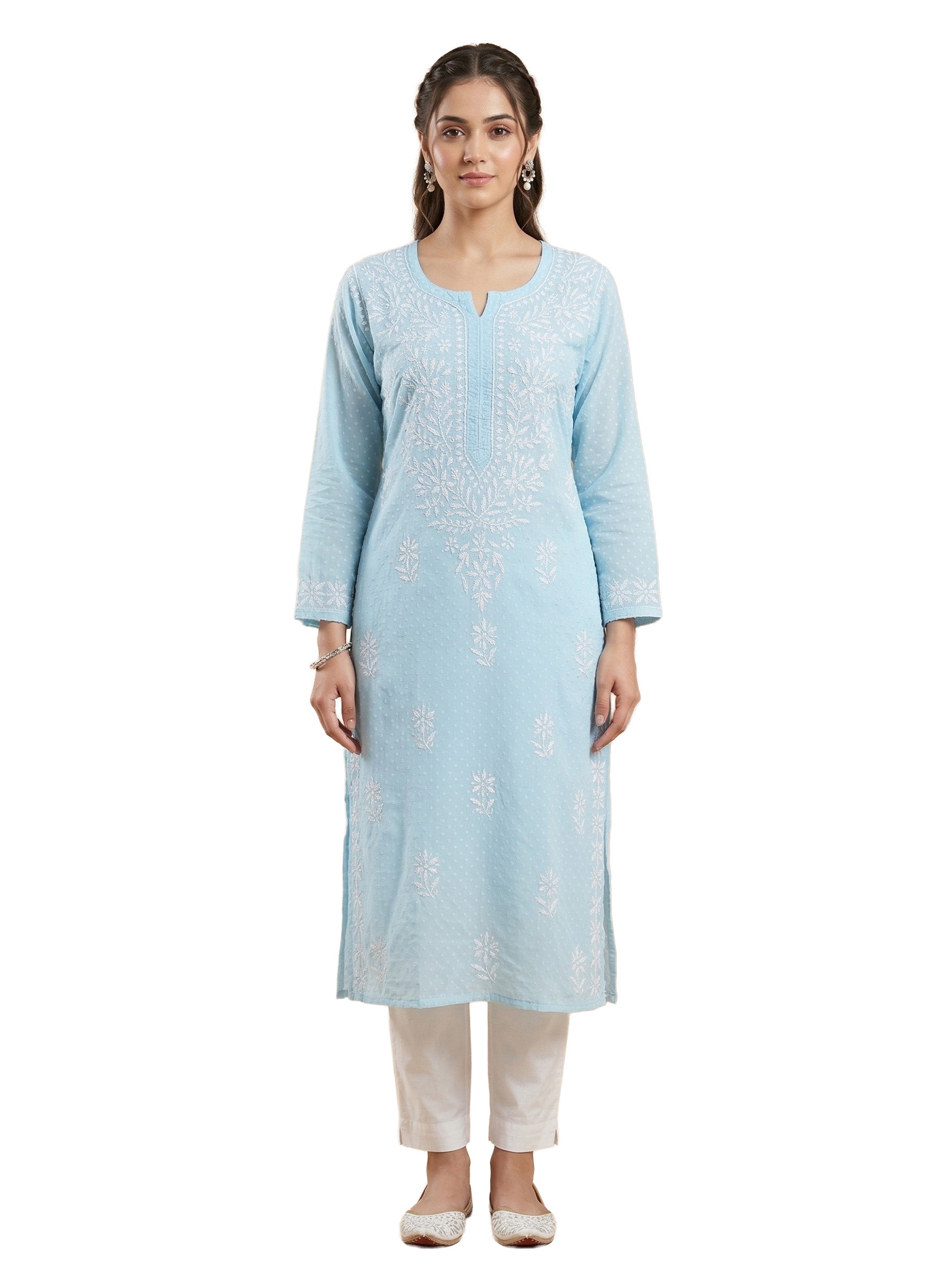 Women Floral Embroidered Chikankari Floral Kurta