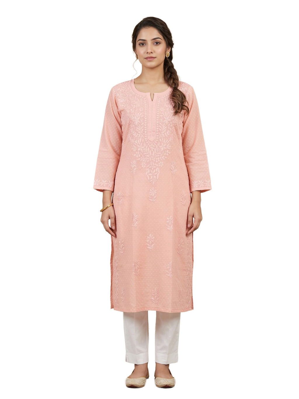 Women Floral Embroidered Chikankari Floral Kurta