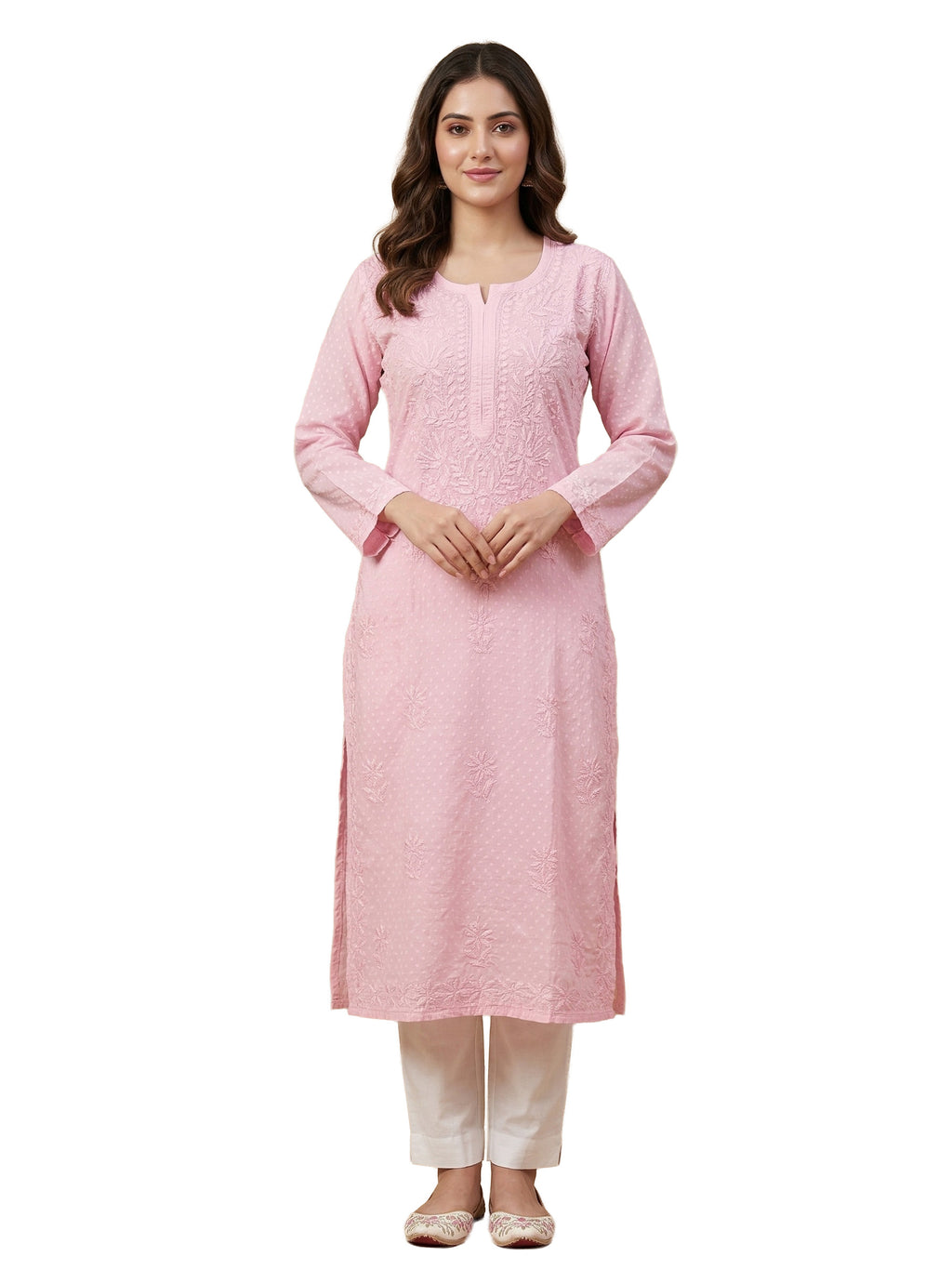 Women Floral Embroidered Chikankari Floral Kurta