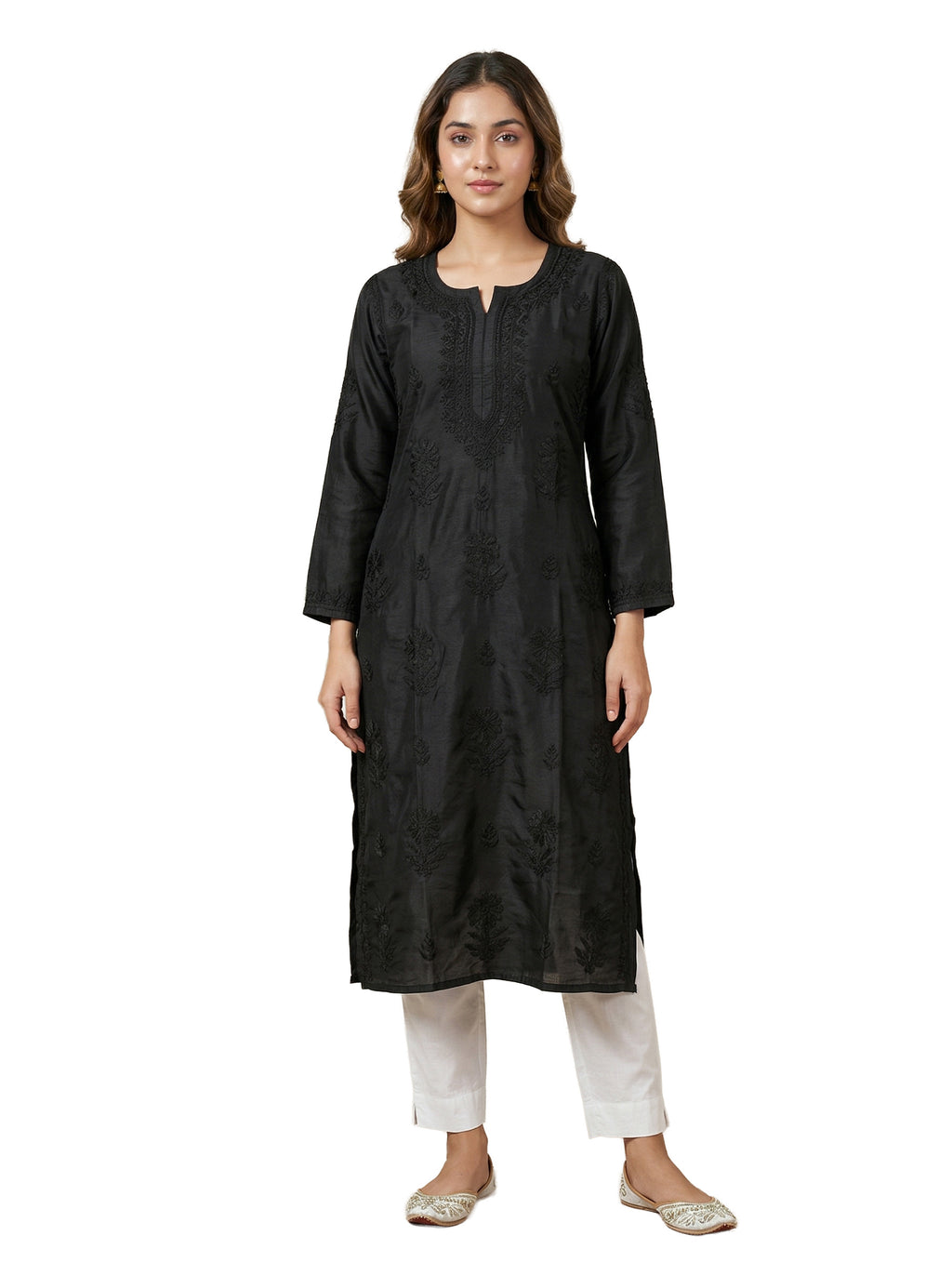 Women Floral Embroidered Chikankari Floral Kurta