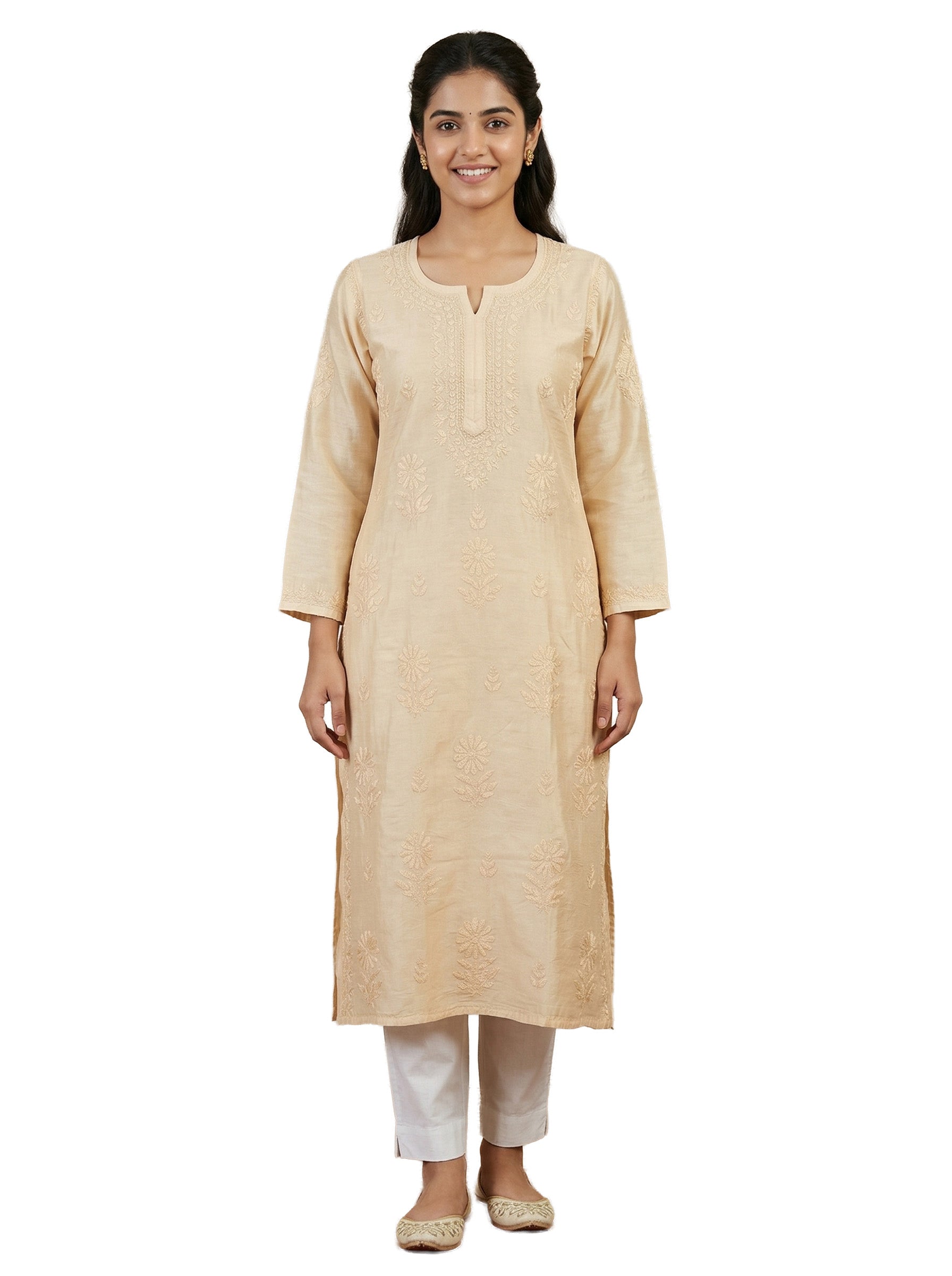 Women Floral Embroidered Chikankari Floral Kurta