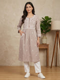 Women Floral Embroidered Chikankari Floral Kurta