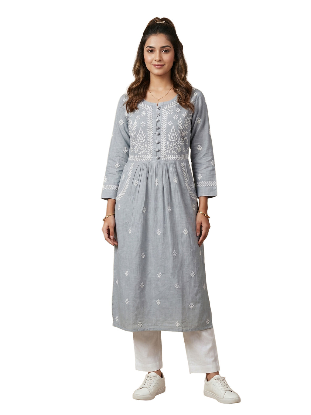 Women Floral Embroidered Chikankari Floral Kurta
