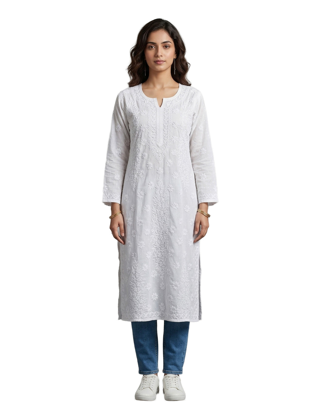 Women Floral Embroidered Chikankari Floral Kurta