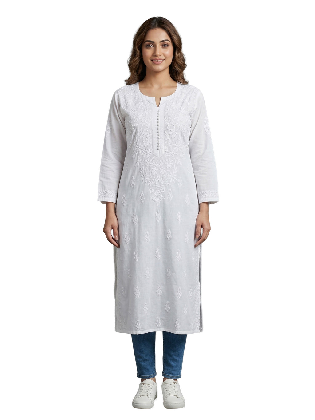 Women Floral Embroidered Chikankari Floral Kurta