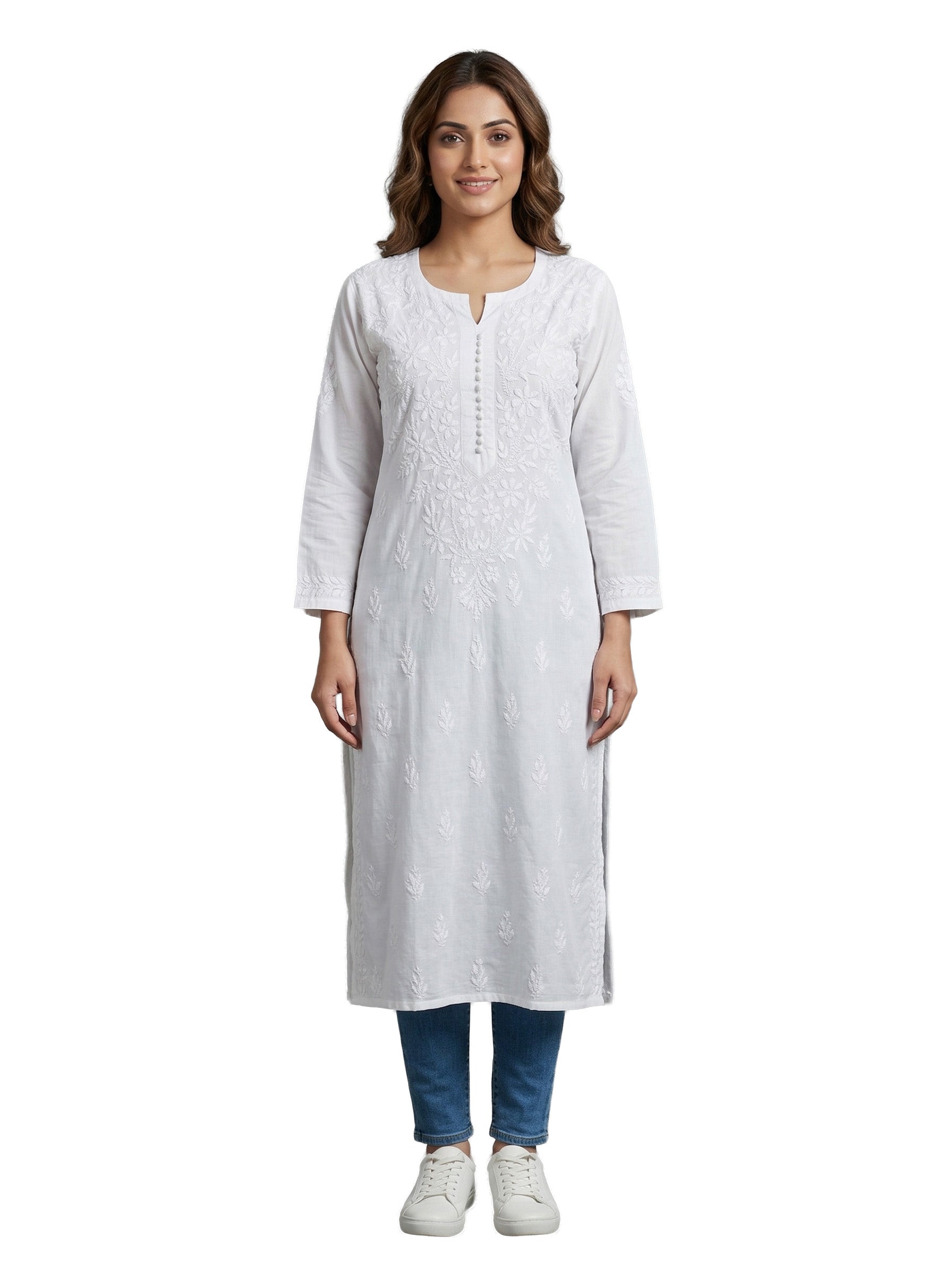 Women Floral Embroidered Chikankari Floral Kurta