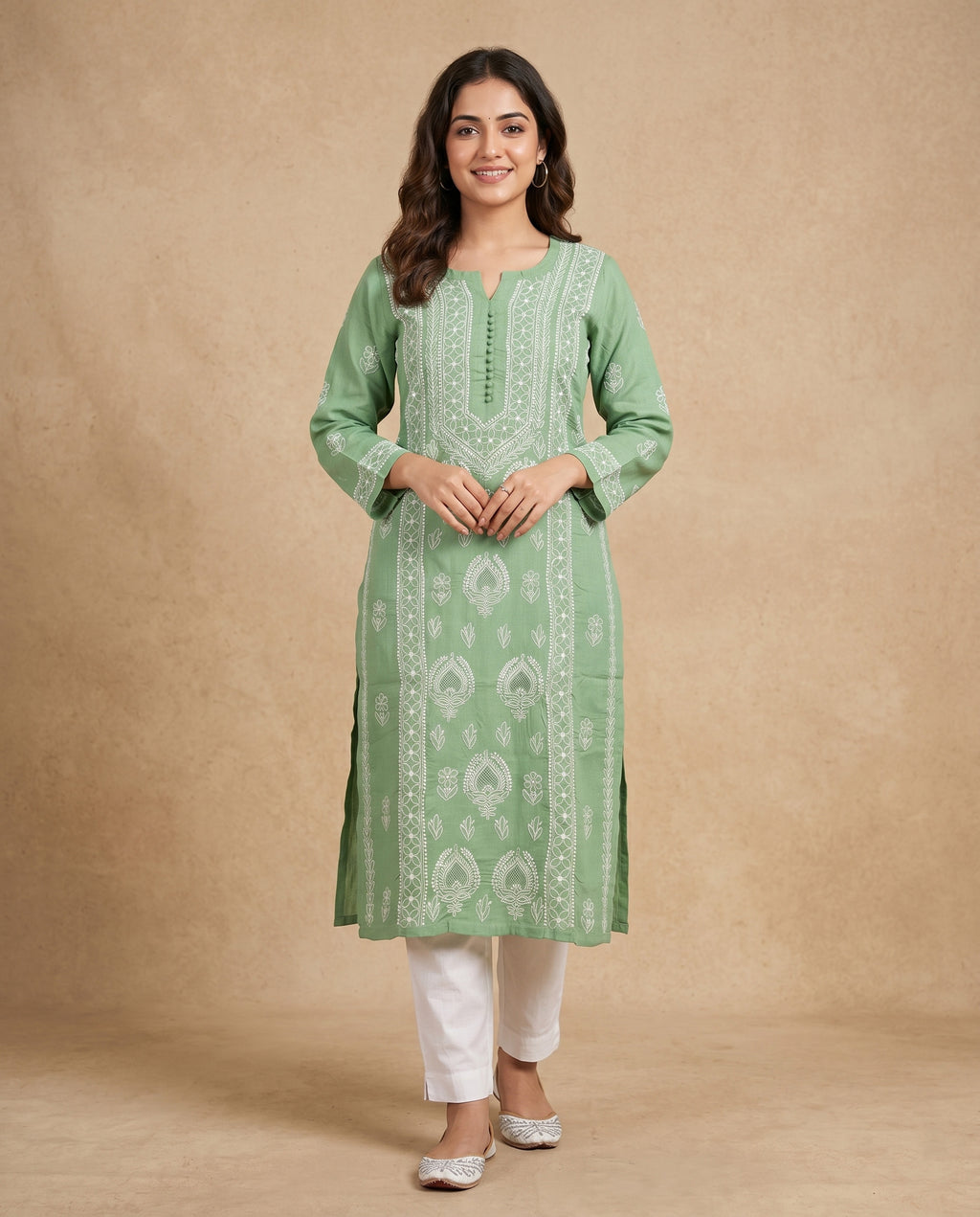 Women Floral Embroidered Chikankari Floral Kurta