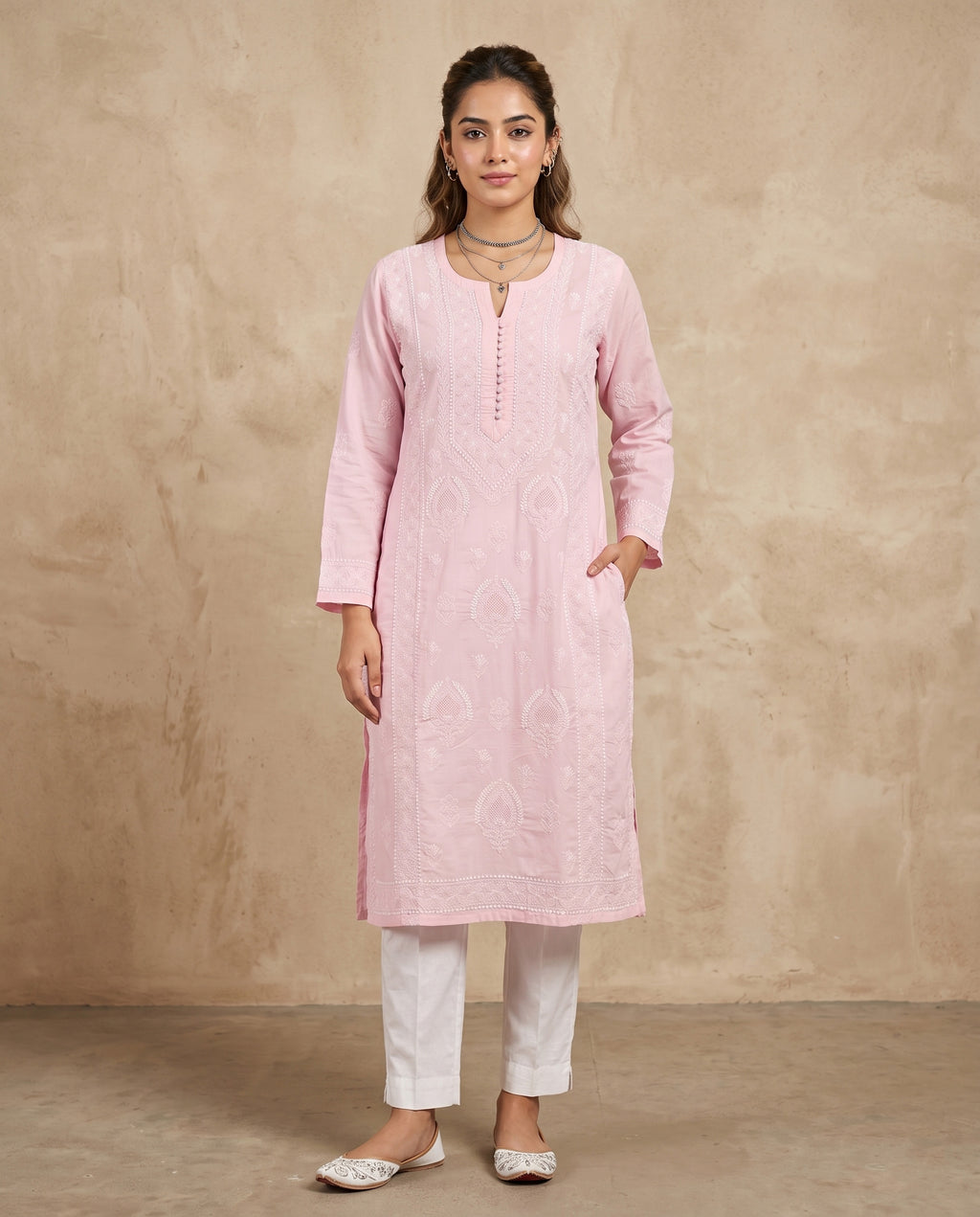 Women Floral Embroidered Chikankari Floral Kurta