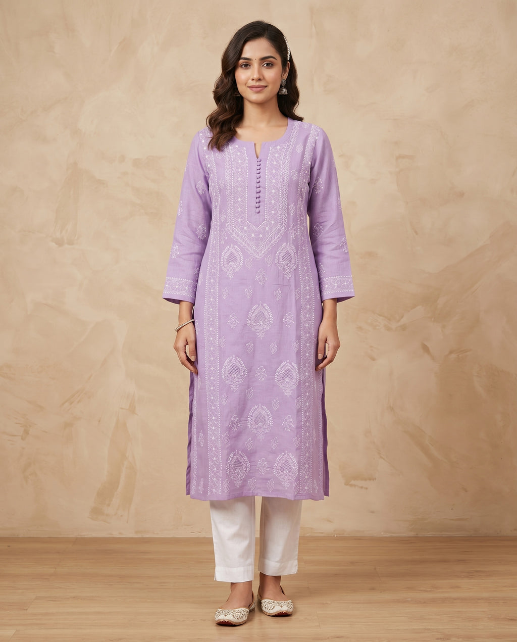 Women Floral Embroidered Chikankari Floral Kurta