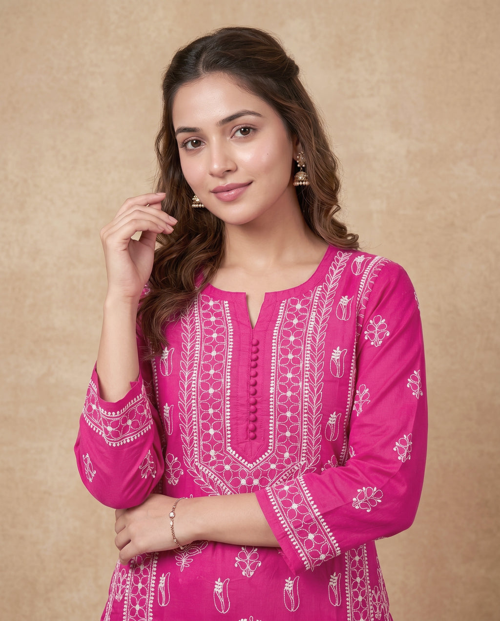 Women Floral Embroidered Chikankari Floral Kurta
