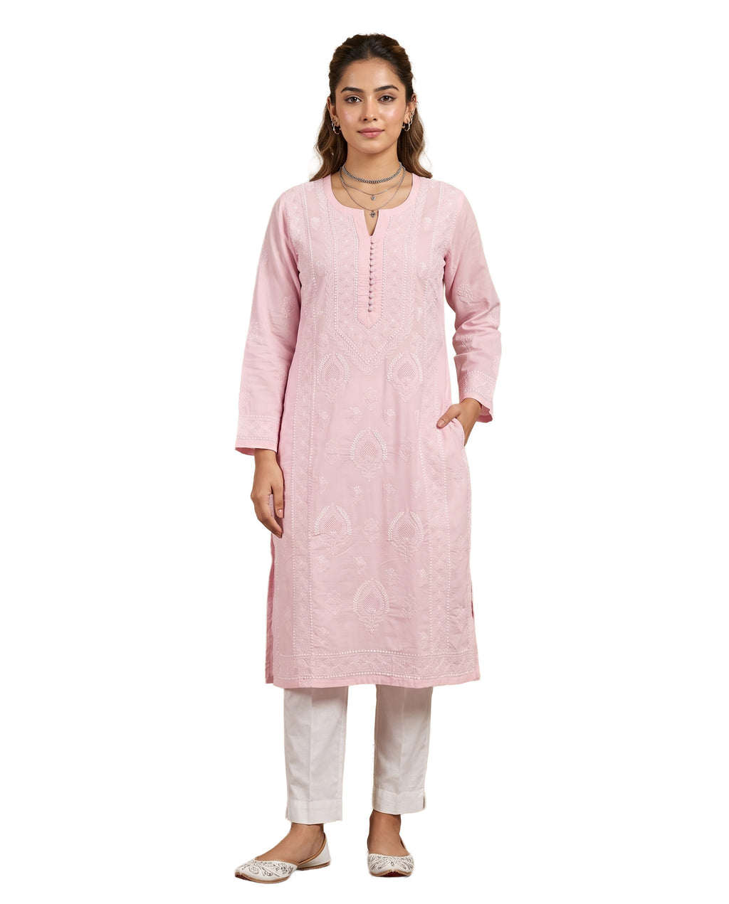 Women Floral Embroidered Chikankari Floral Kurta