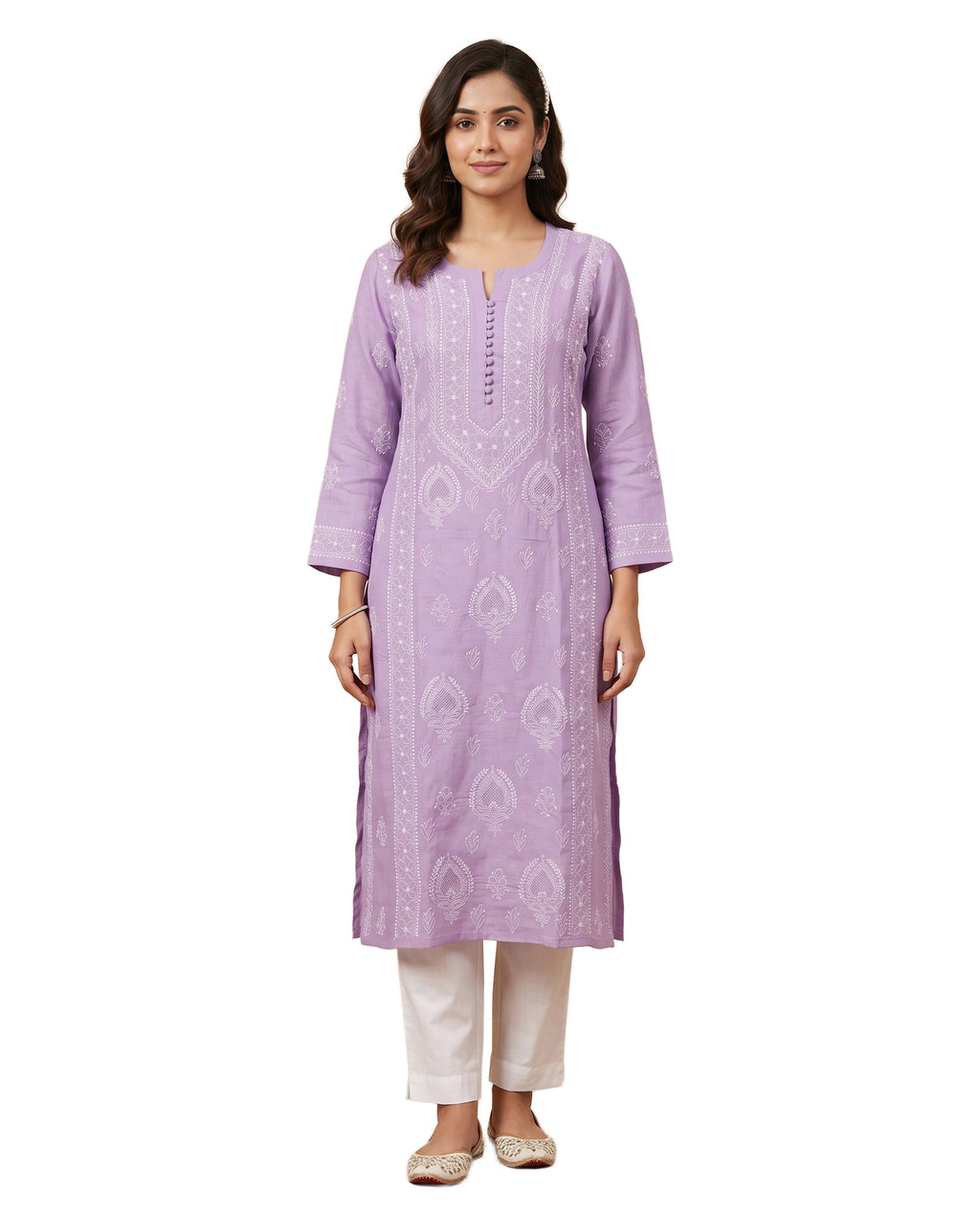 Women Floral Embroidered Chikankari Floral Kurta