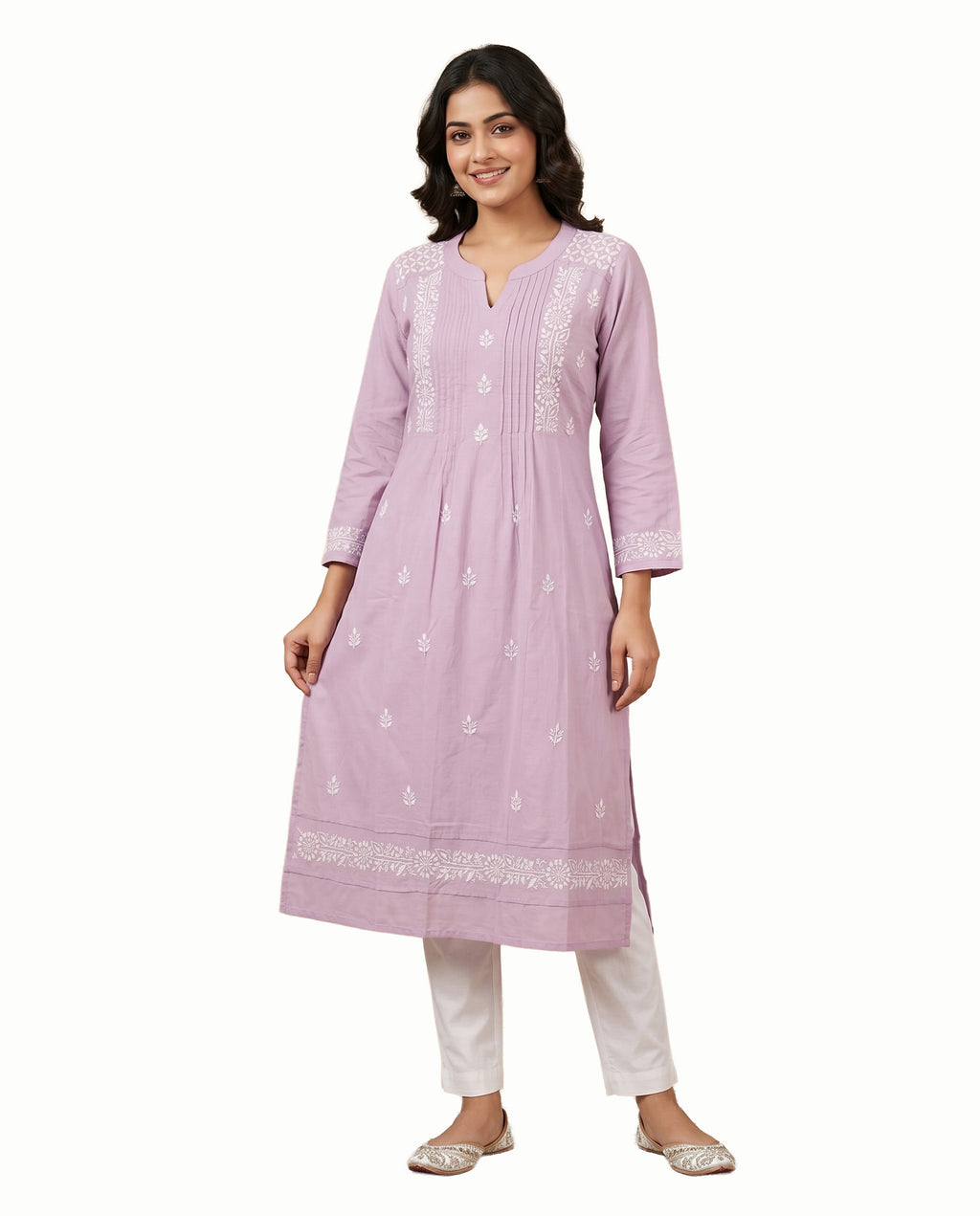Women Floral Embroidered Chikankari Floral Kurta