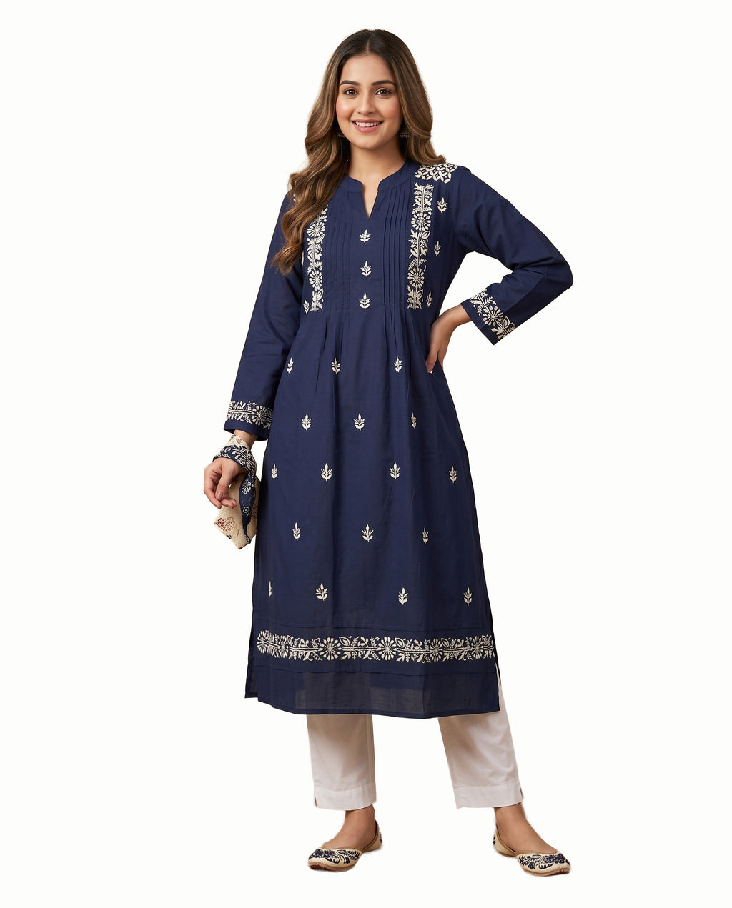 Women Floral Embroidered Chikankari Floral Kurta