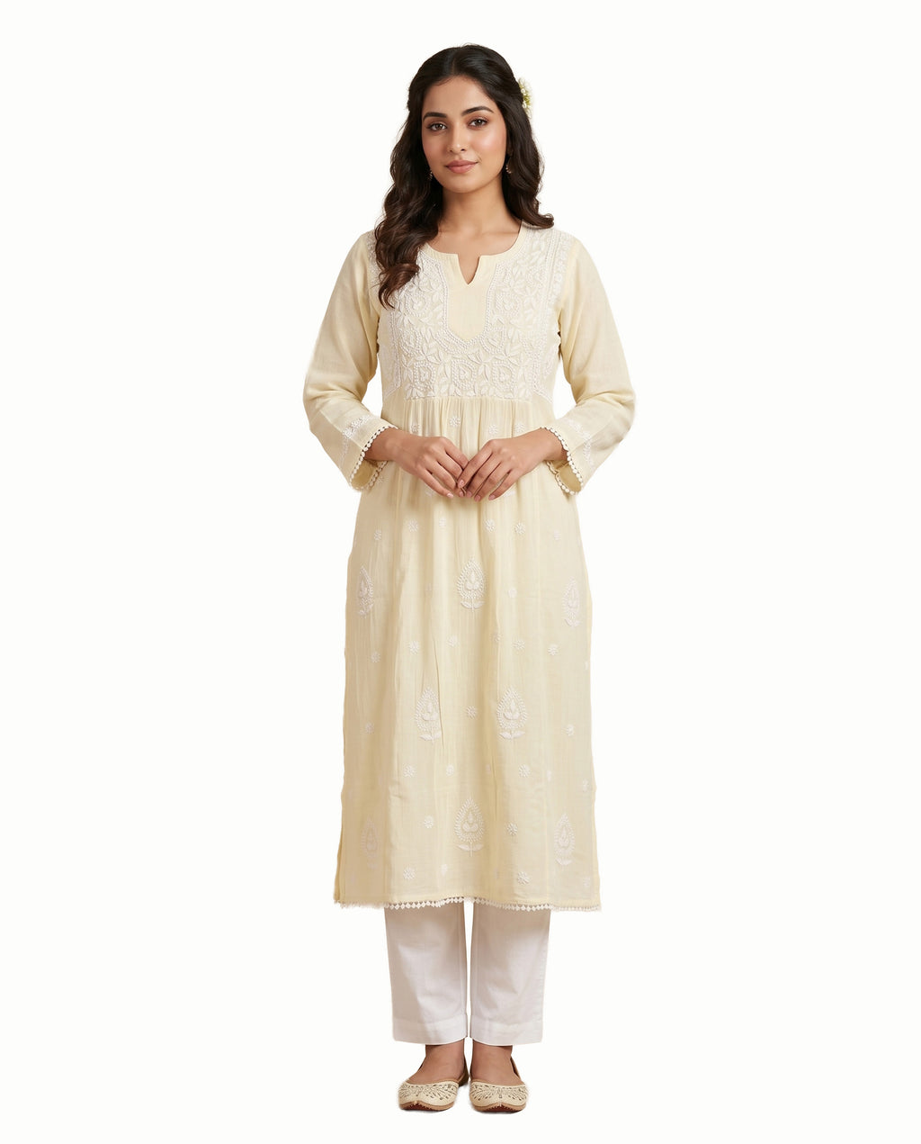 Women Floral Embroidered Chikankari Floral Kurta