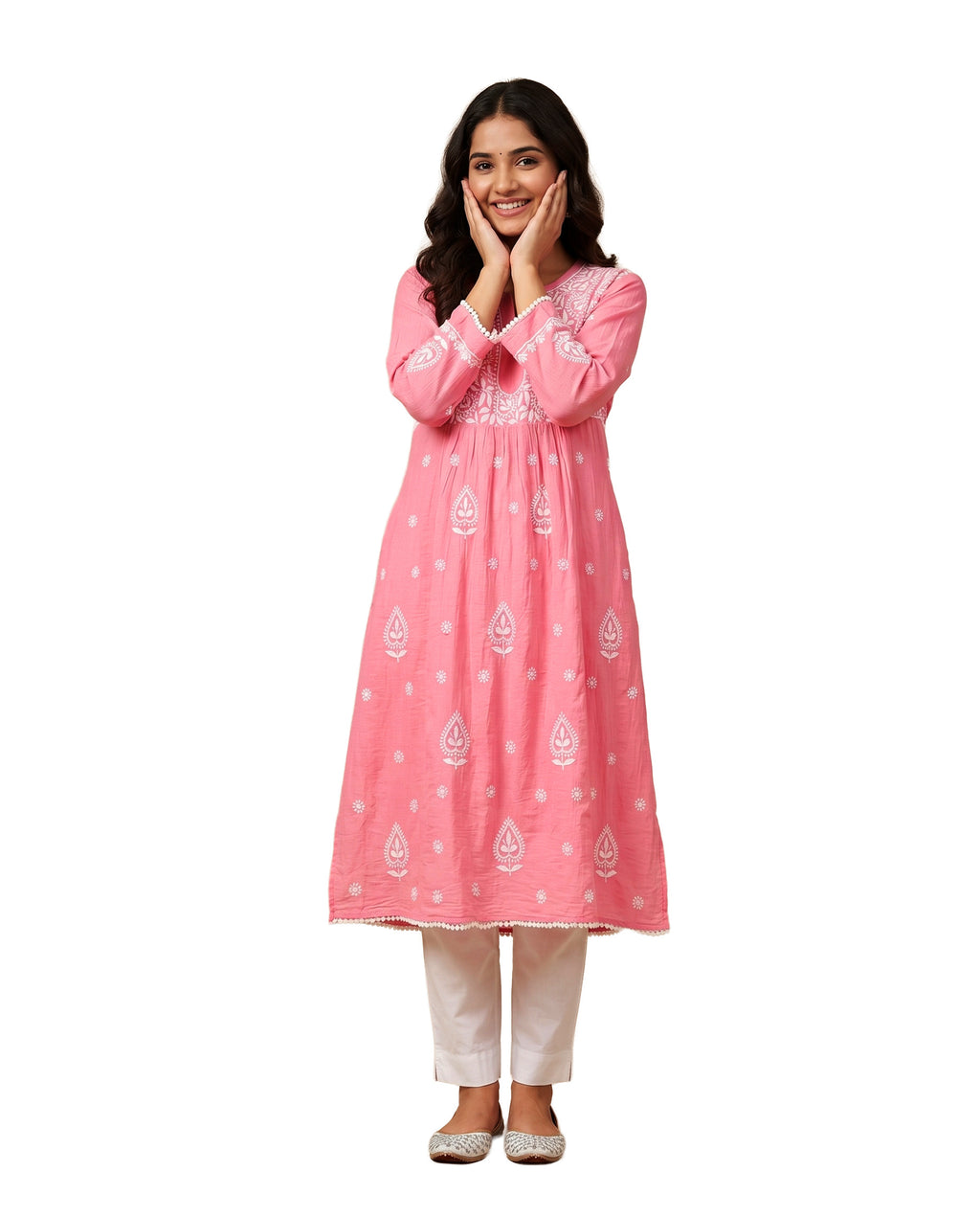 Women Floral Embroidered Chikankari Floral Kurta