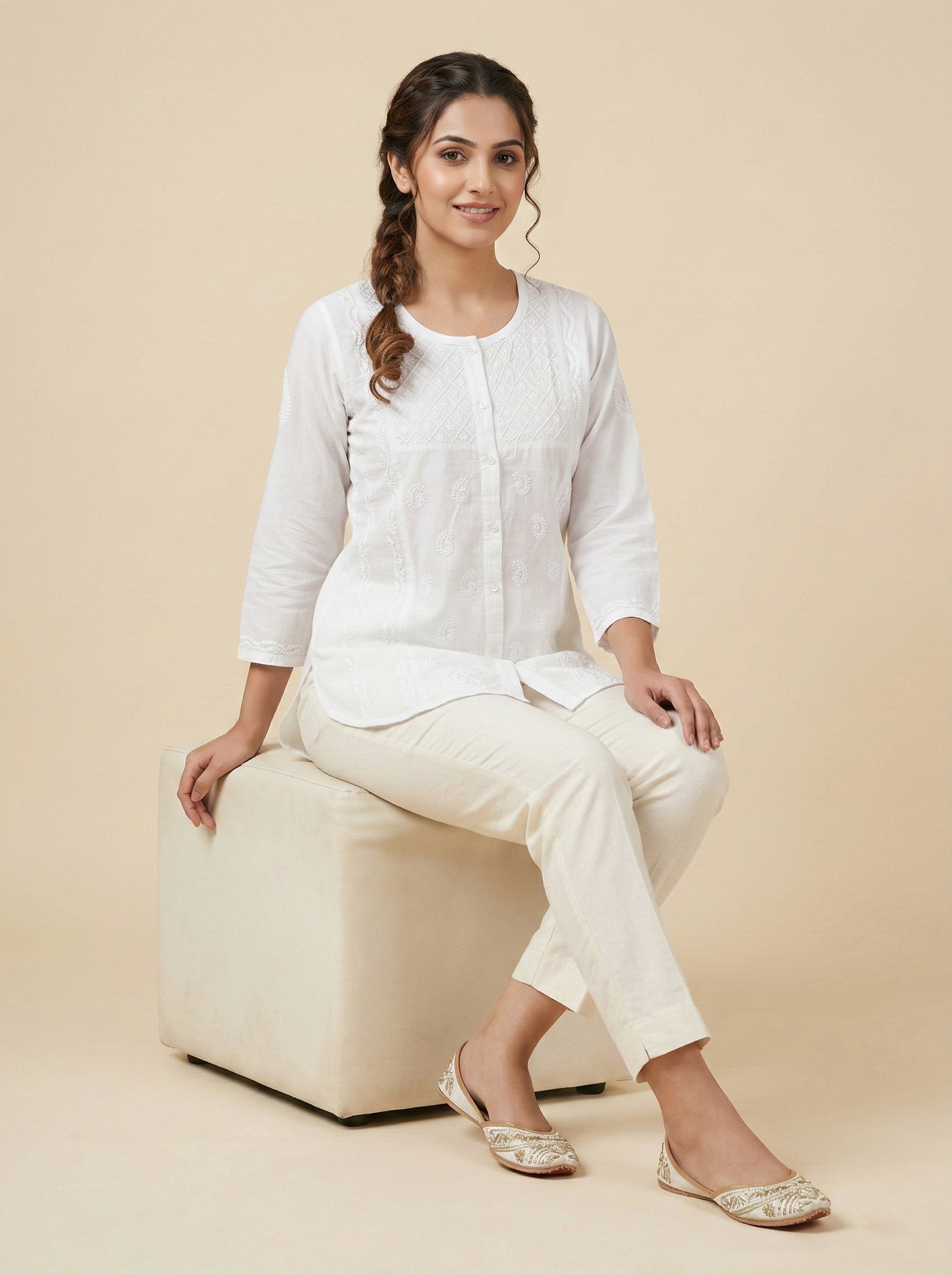 Floral Hand Embroidered Shirt