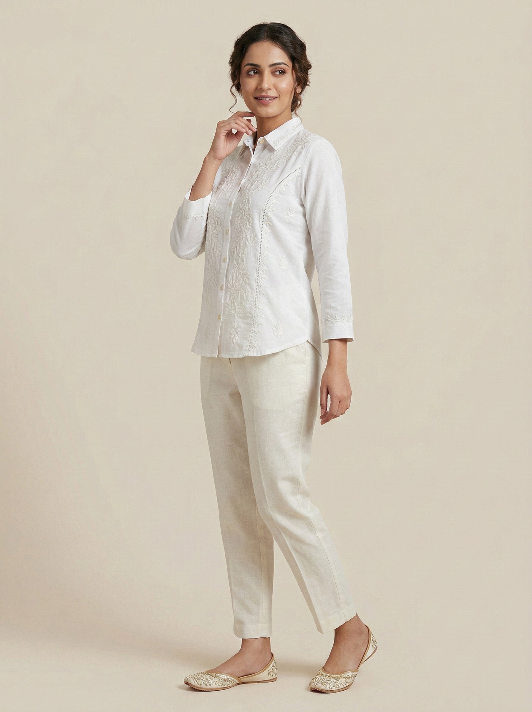 Floral Hand Embroidered Shirt
