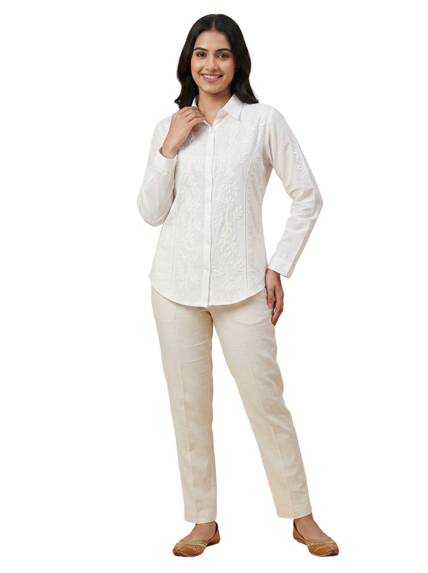 Floral Hand Embroidered Shirt