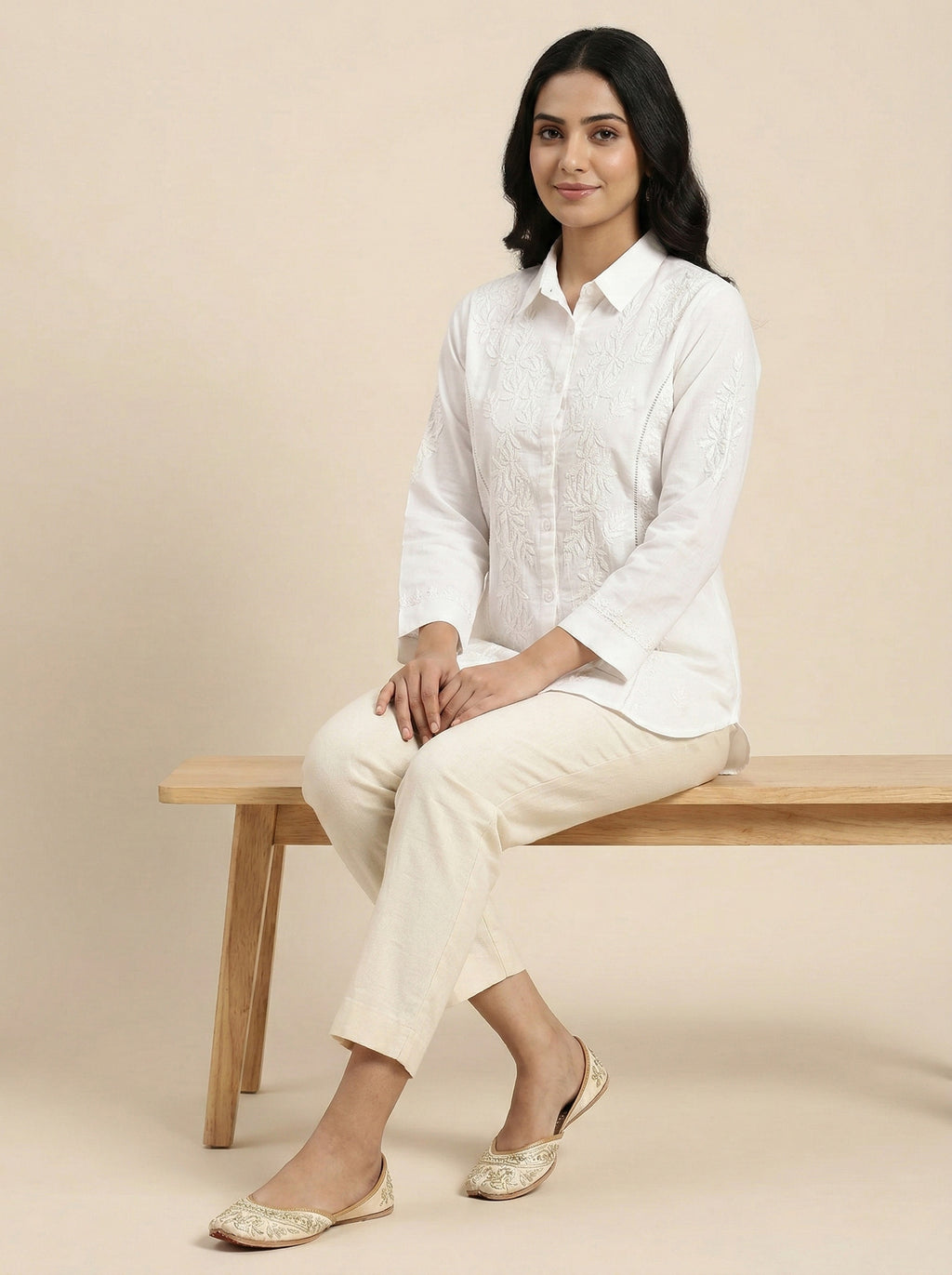 Floral Hand Embroidered Shirt