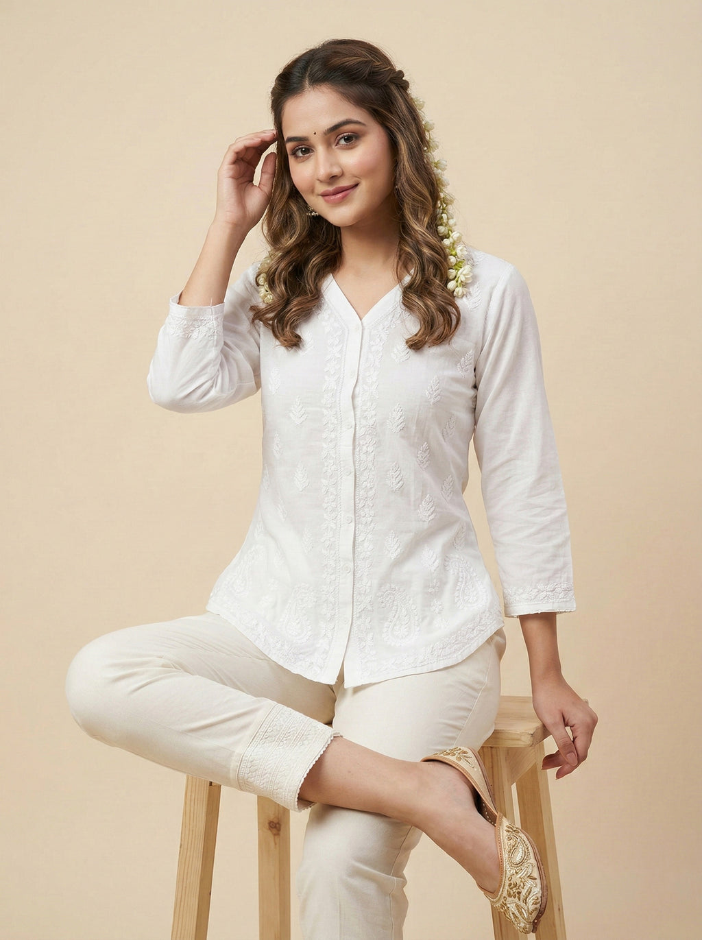 Floral Hand Embroidered Shirt