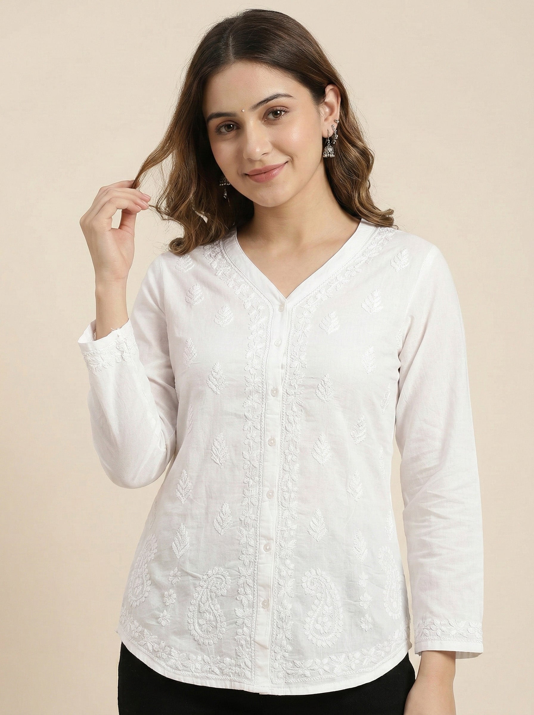 Floral Hand Embroidered Shirt