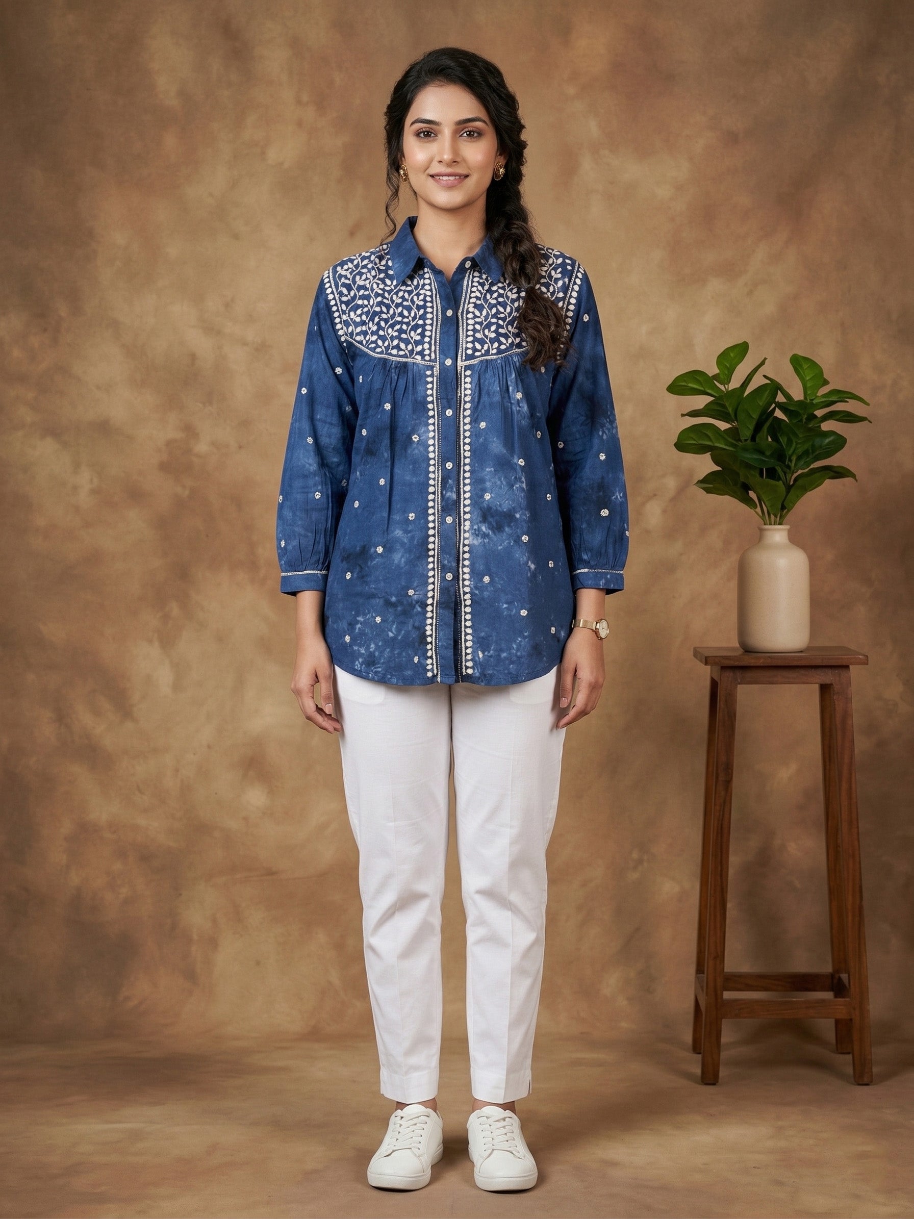 Floral Hand Embroidered Shirt