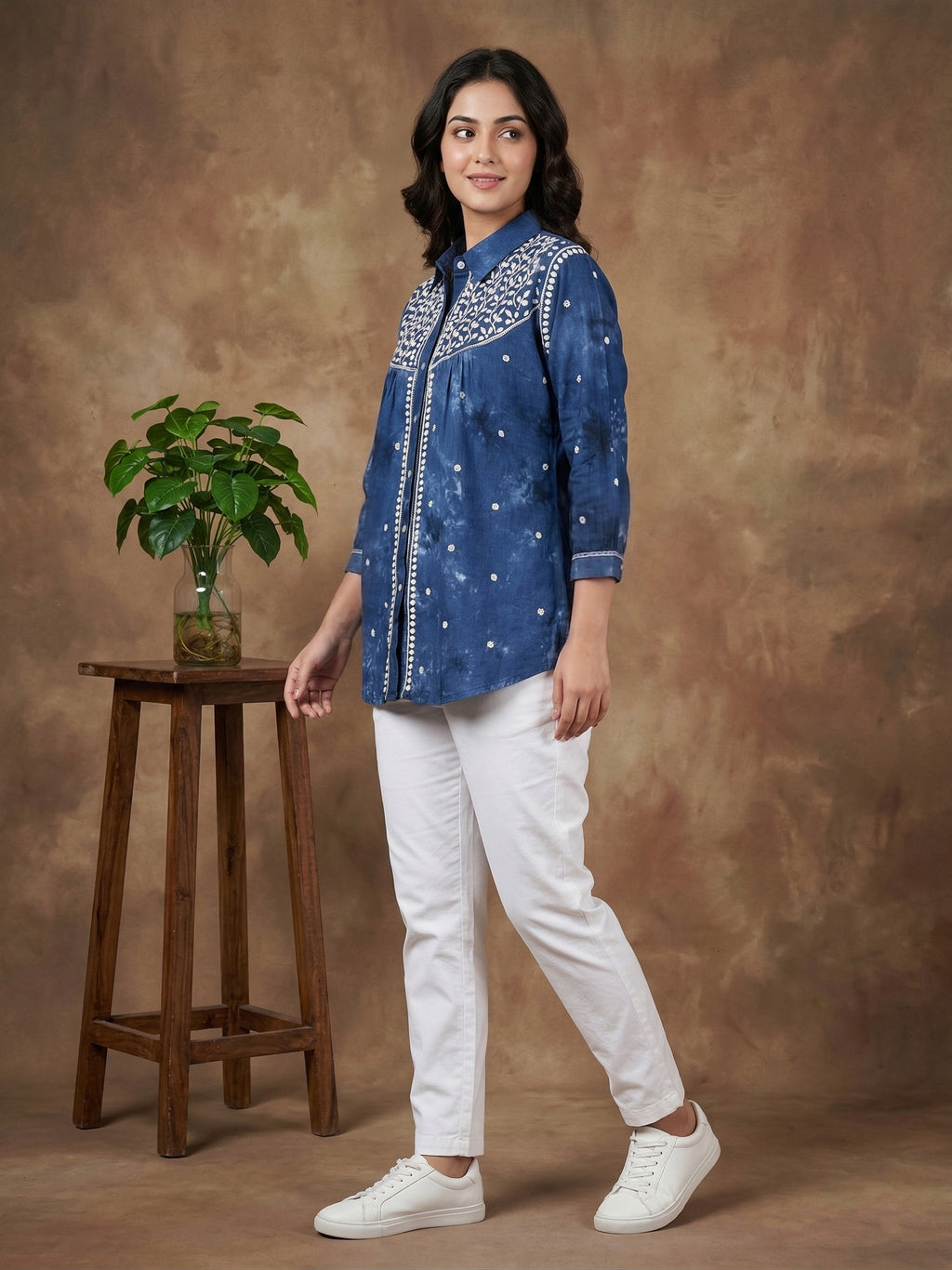 Floral Hand Embroidered Shirt