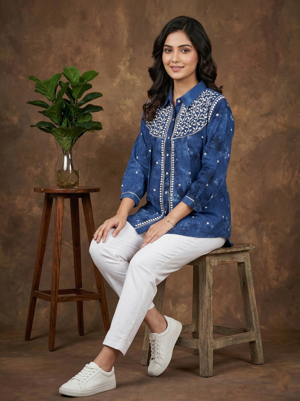 Floral Hand Embroidered Shirt