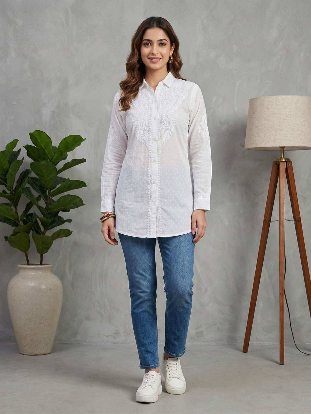Floral Hand Embroidered Shirt