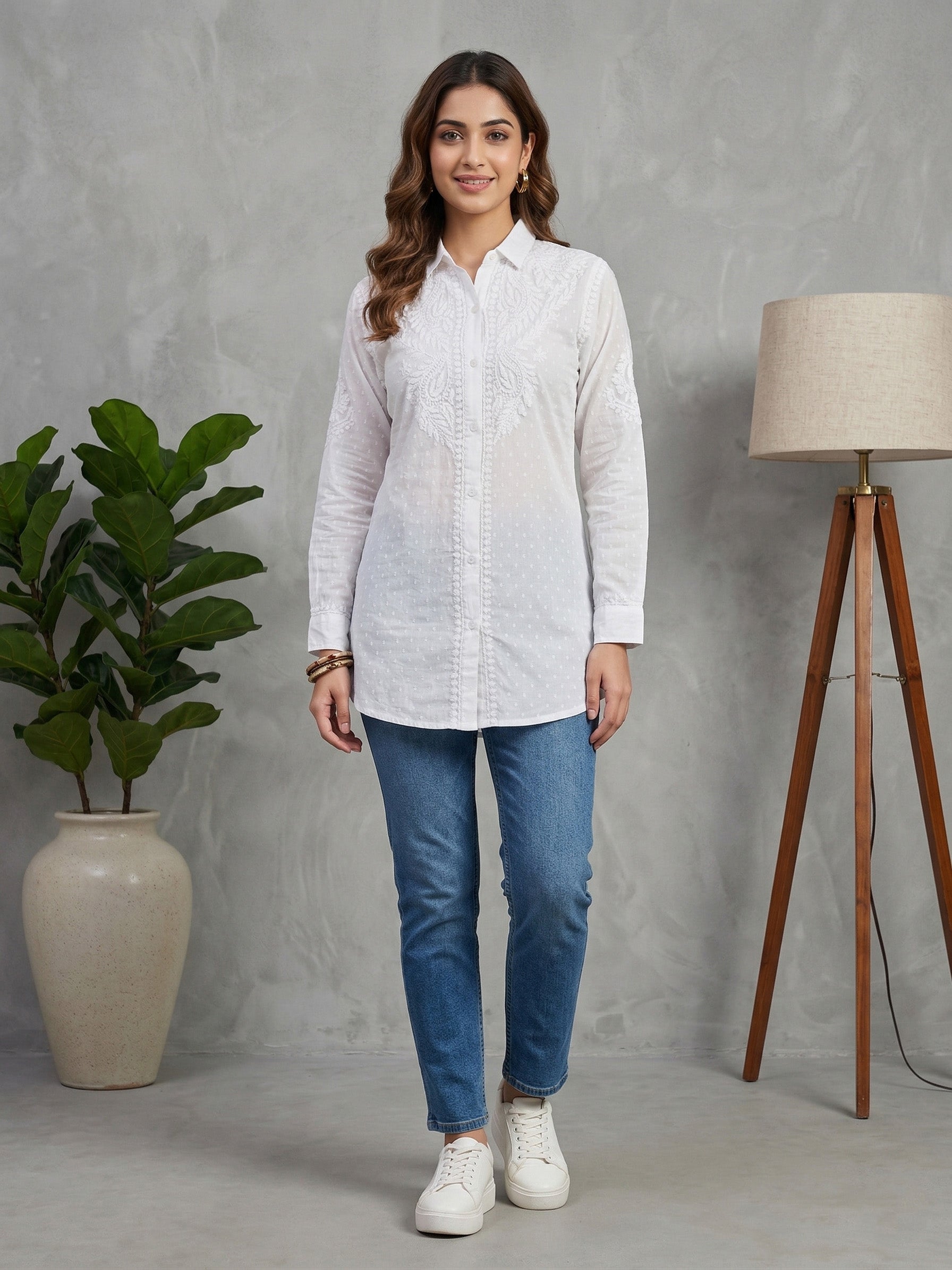 Floral Hand Embroidered Shirt