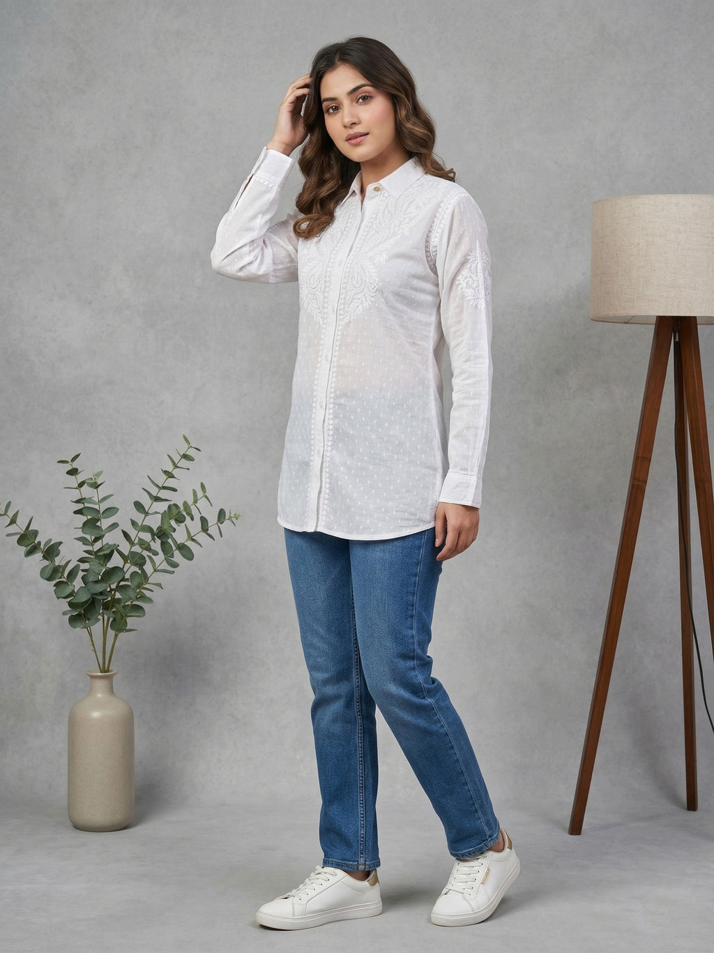 Floral Hand Embroidered Shirt