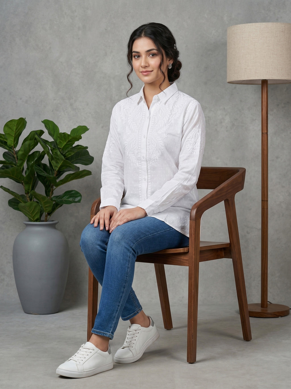 Floral Hand Embroidered Shirt