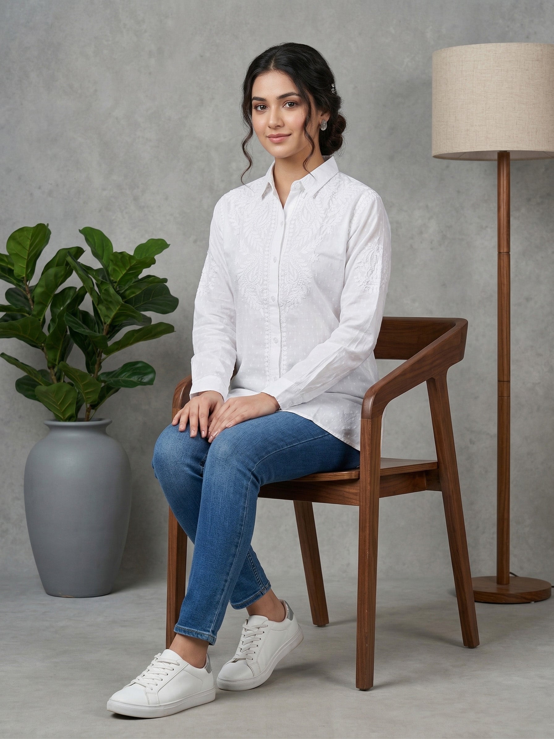 Floral Hand Embroidered Shirt